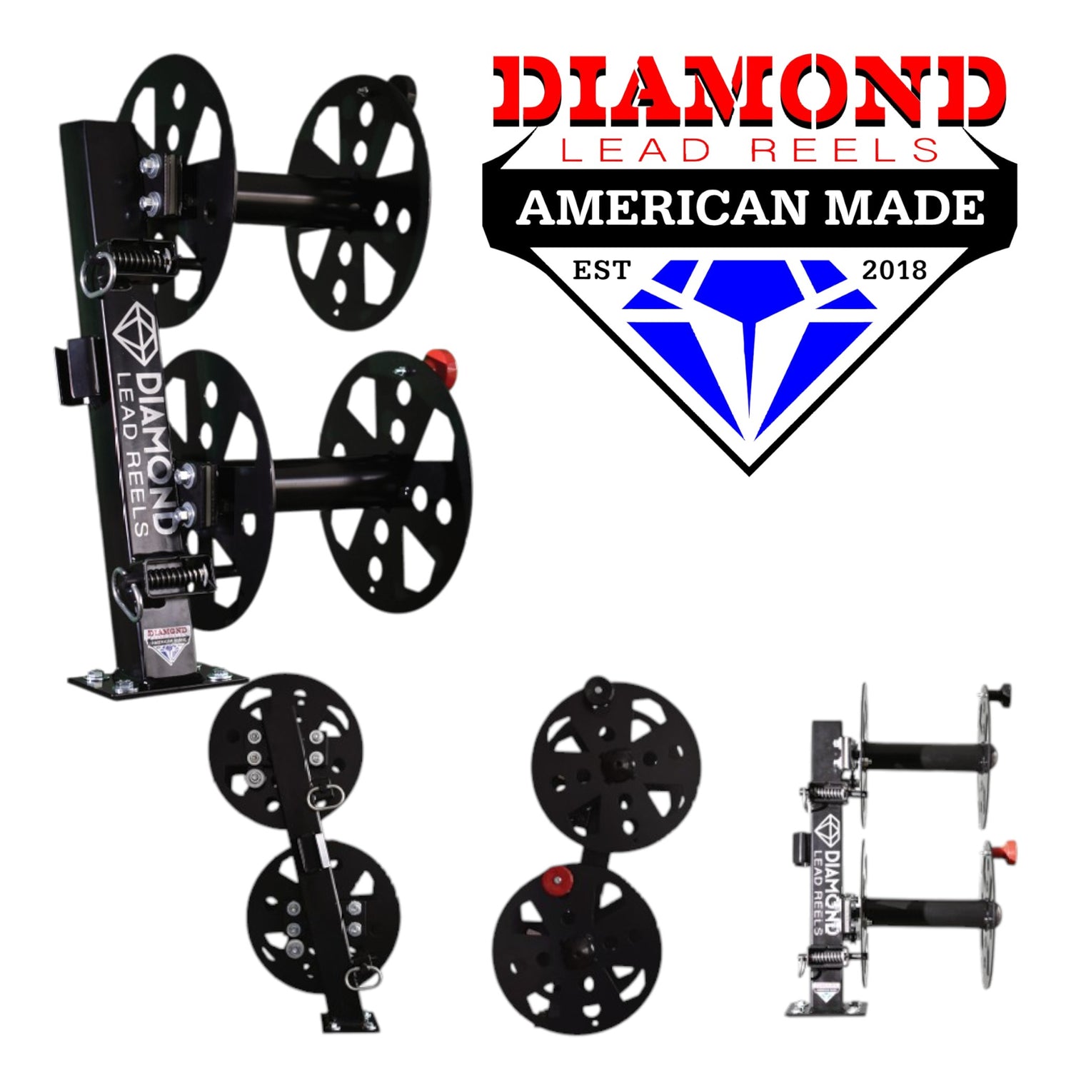 Diamond Welding Lead Reel - Fixed Base, Vertical Stack