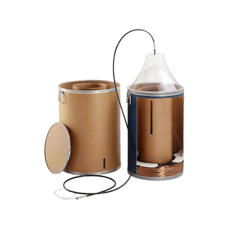 MIG welding wire in drums with a hood.